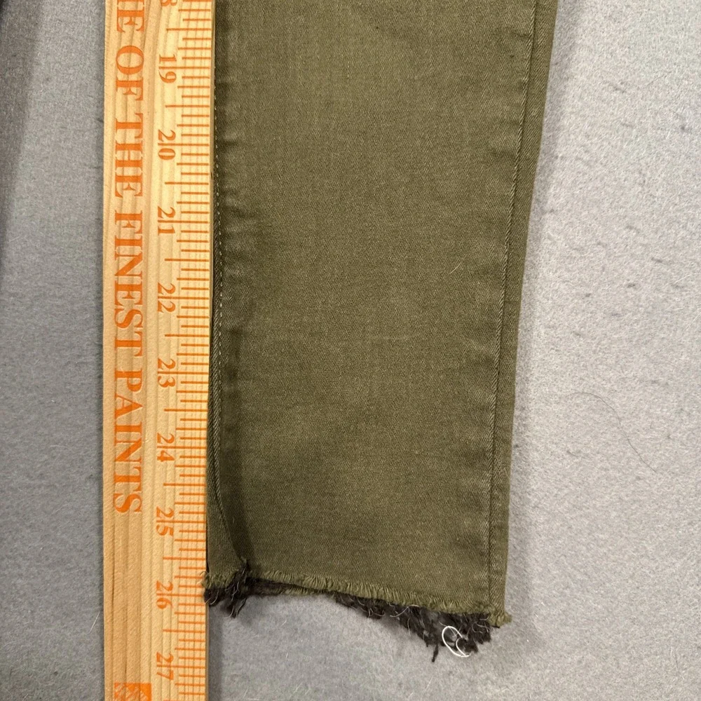 Free People Pull On Jeans Womens 29x26 Olive Green Skinny Leg Raw Hem Stretchy